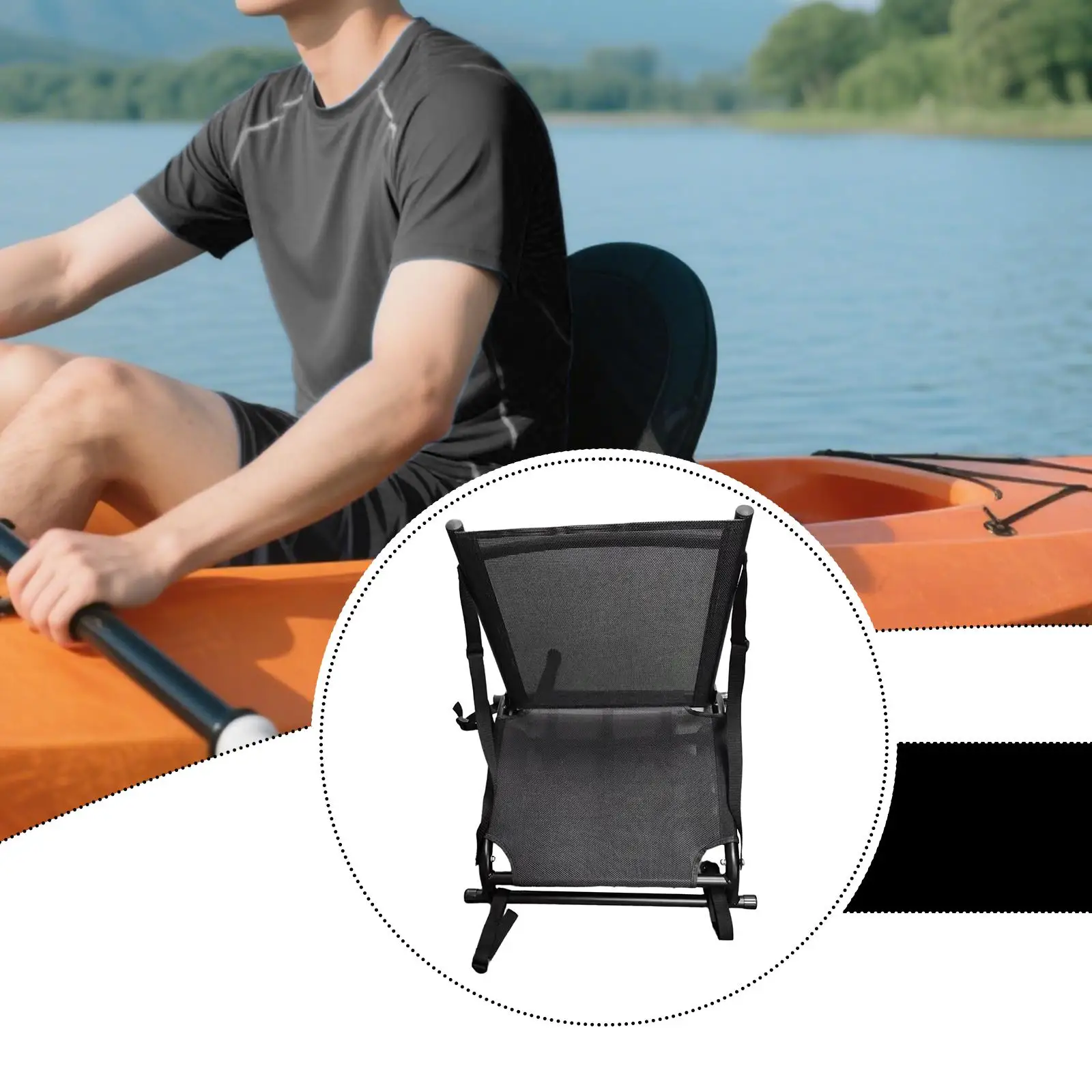 Kayak Seat with Back Support Inflatable Boat Backrest Seat Folded Multipurpose Stadium Pad Mat for Boat Rafting Water Sports