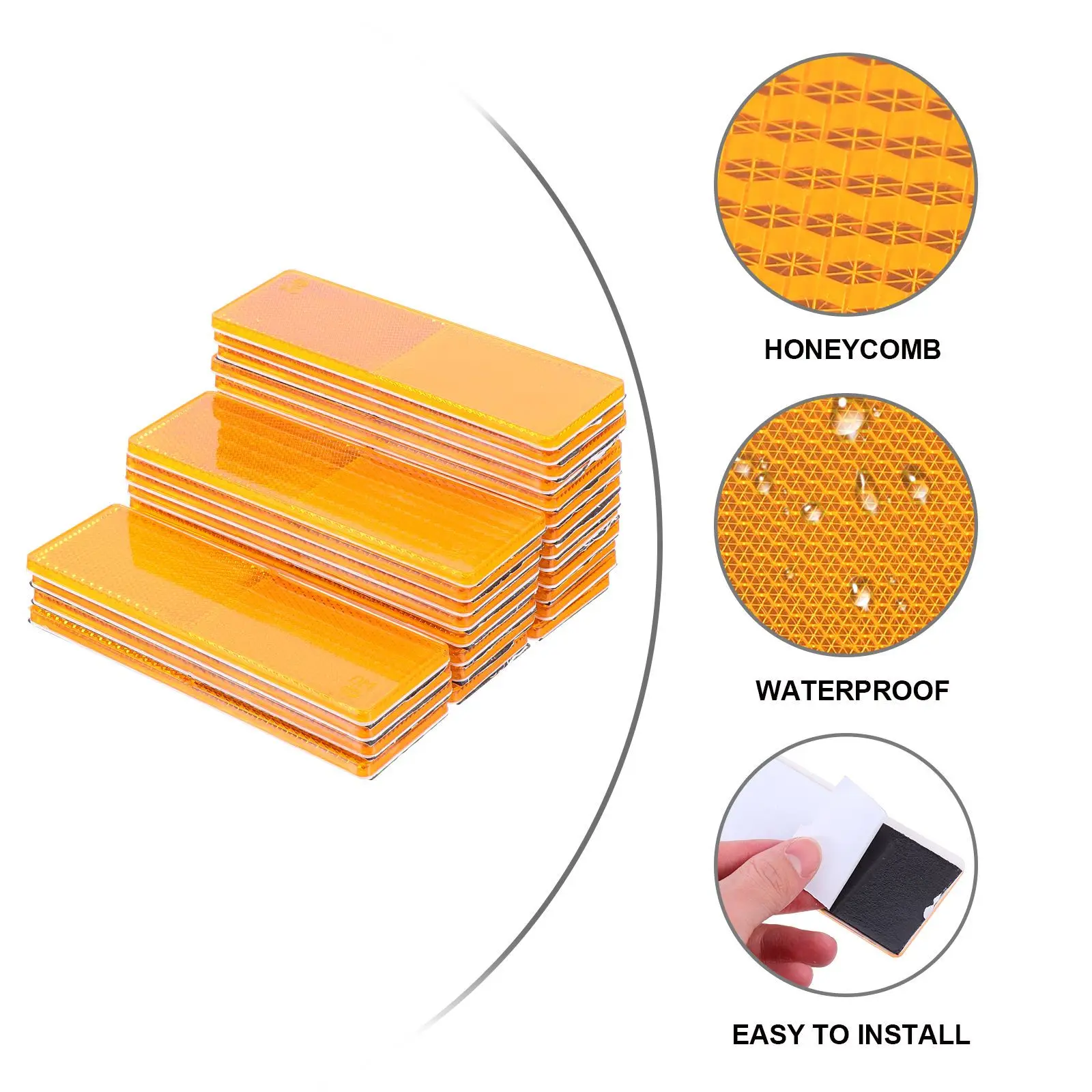 

25Pcs Reflective Tape Stick-on Car Reflectors Sticker Easy Install Adhesive Back Daytime Nighttime Visibility Reflective Tape