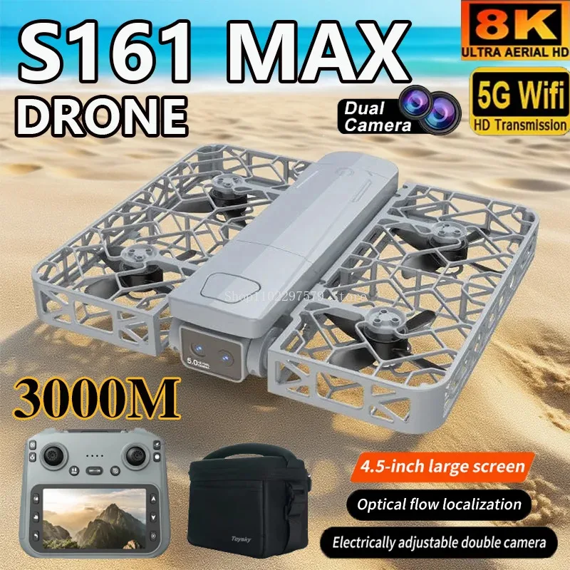 

S161 Max Drone 8K HD Dual Camera 5G WiFi Optical Flow GPS Foldable Quadcopter Aerial Photography Drone for Travel Outdoors Gifts