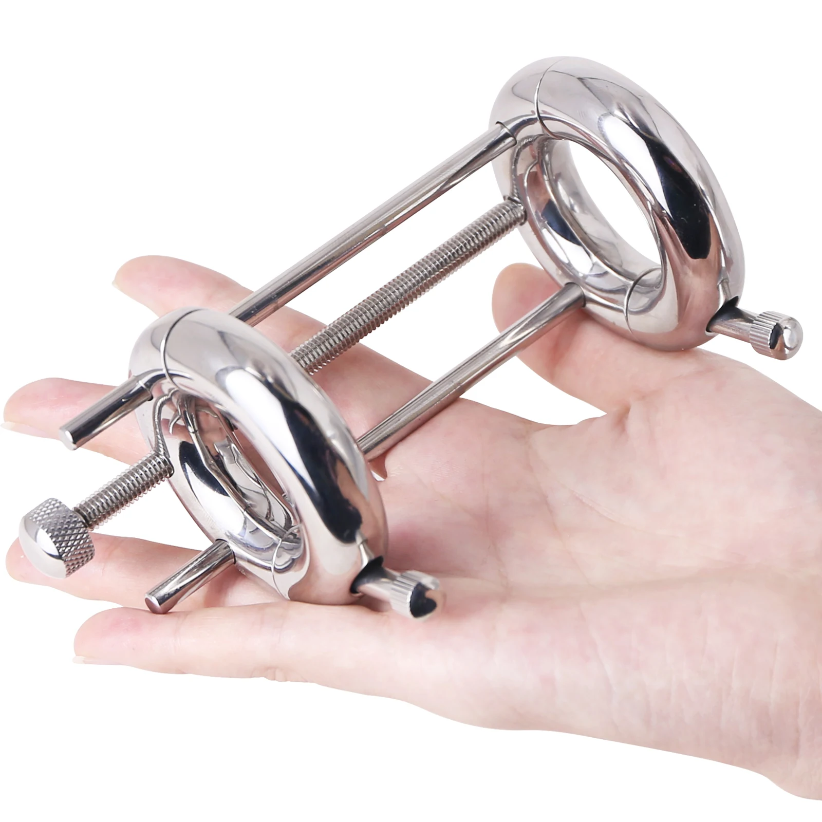 New Double Layer Balls Stretching Stainless Steel Adjustable Ball Stretcher Testicular Scrotum Restraint CBT Sex Toys For Men