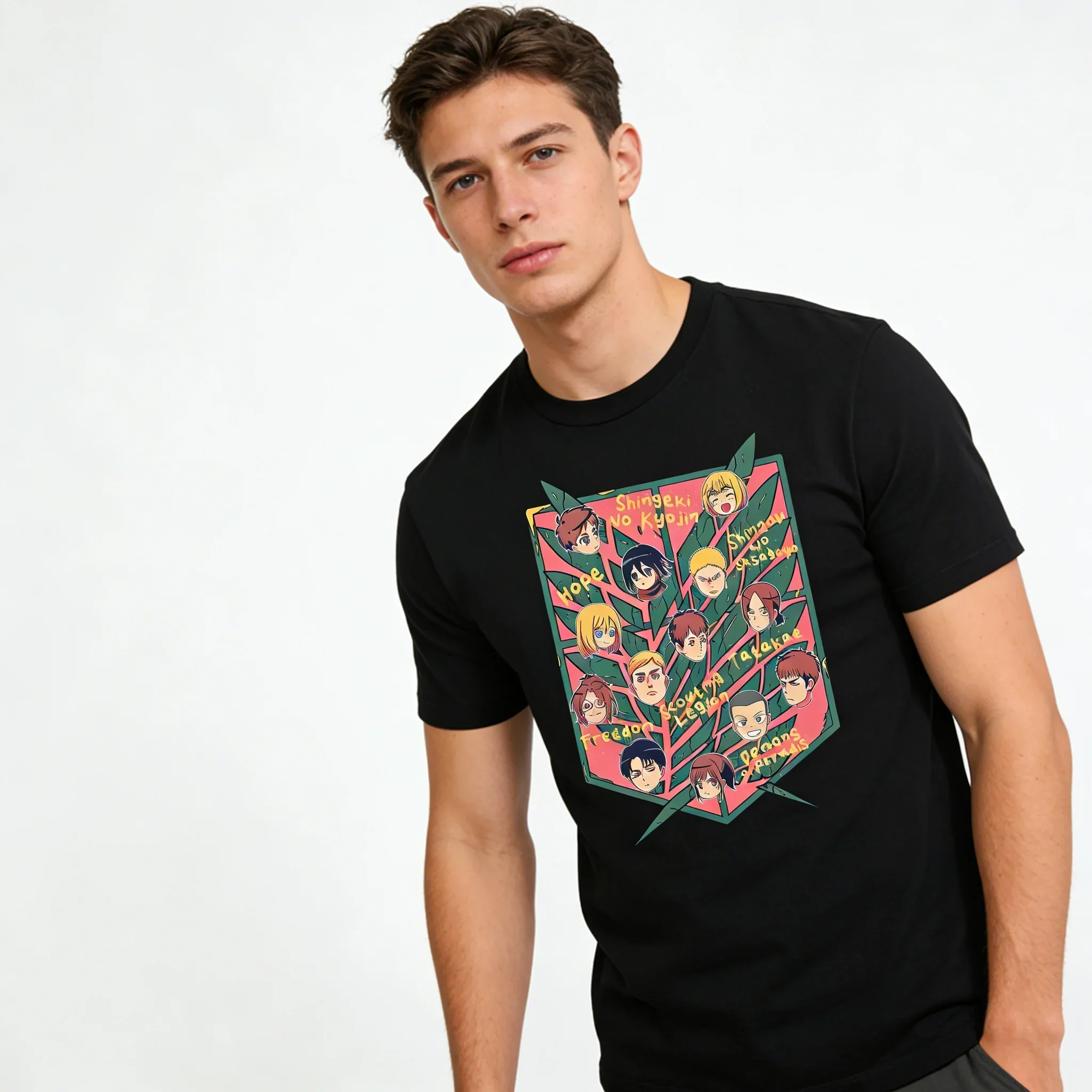 Men's Attack on Titan Anime Kids T-Shirt Cotton Emblem Hope Freedom Shield Graphic Tee for Casual Otaku Daily Campus Home Wear