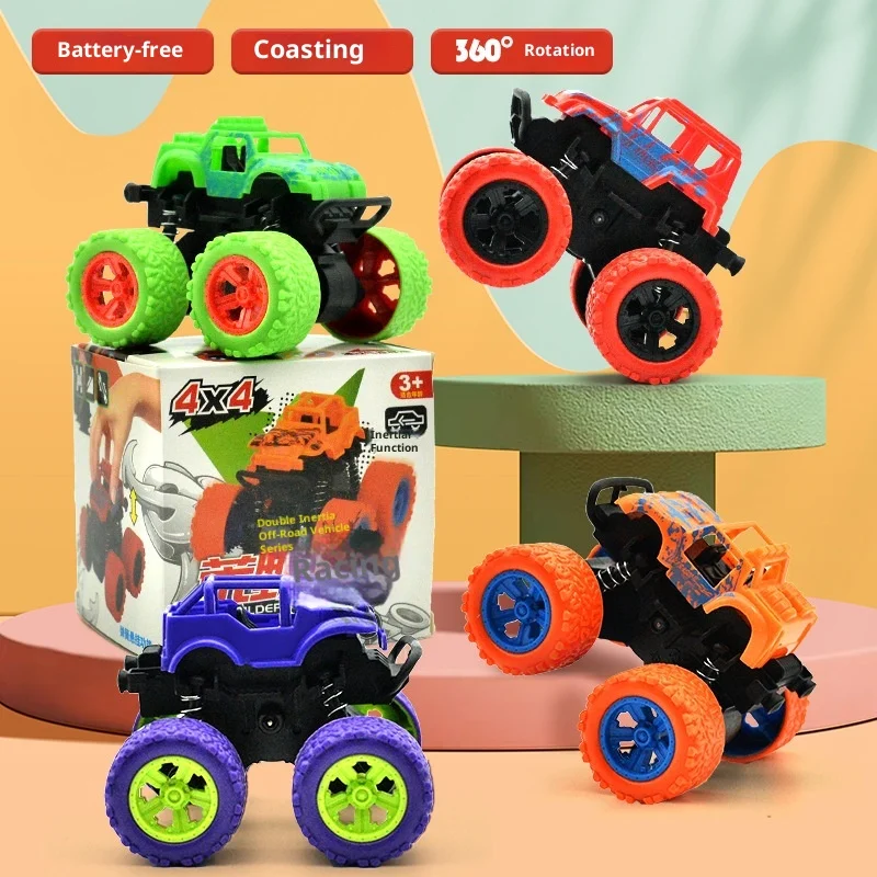 Pull Back Four-Wheel Drive Stunt Car Abs Material Rotated With 360° Graffiti Off-Road Vehicle 9 Styles Inertial Rotation