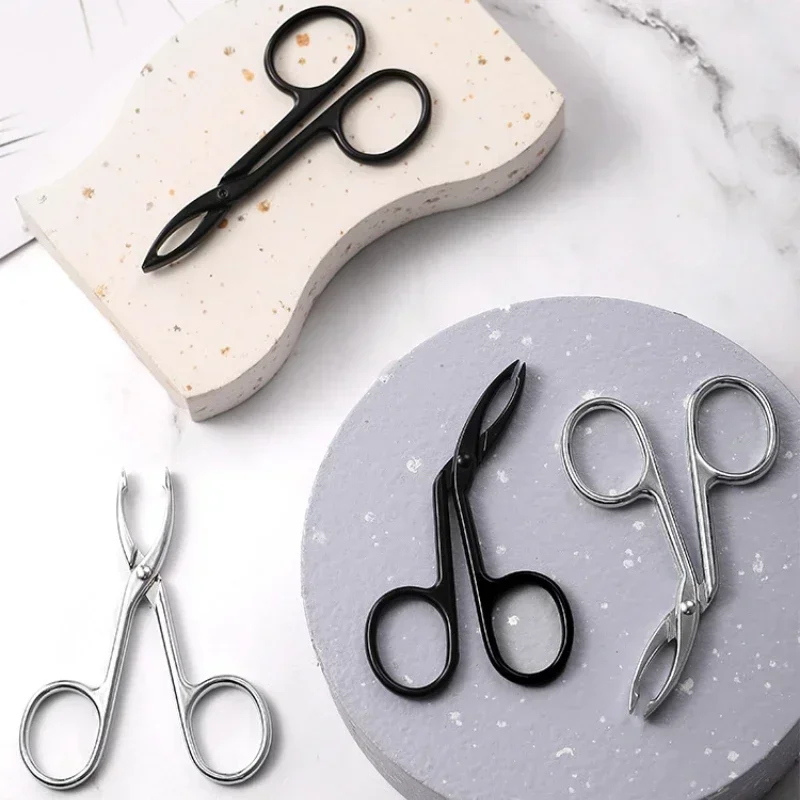 Stainless Steel Elbow Eyebrow Pliers Clip Scissors Tweezers Straight Pointed Professional  Plucking Makeup Beauty Tools