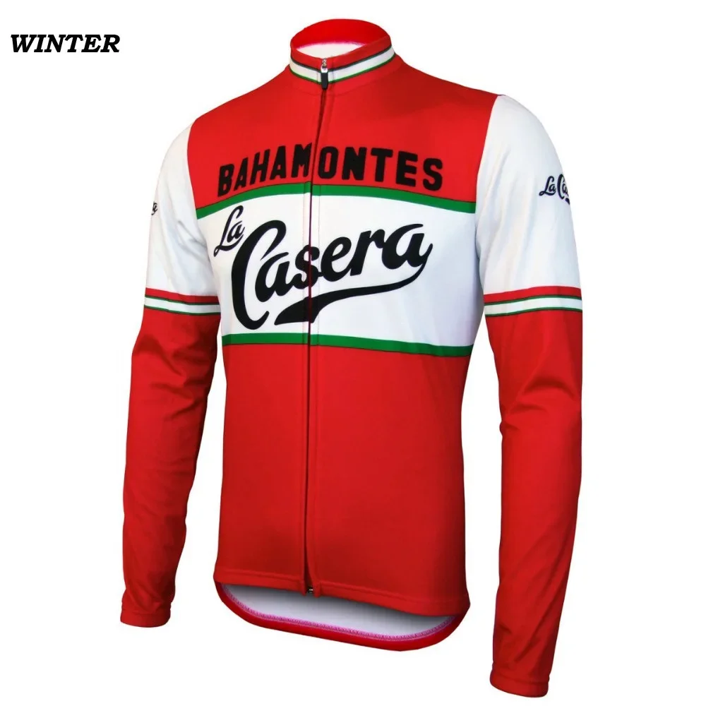 New Retro Team Cycling Jersey Long Sleeves Thin OR Winter Thermal Fleece Customized Road Mountain Race Top Classical