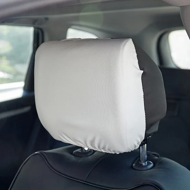 2Pcs Universal Car Seat Headrest Cover Anti Dirty Elastic Protective Pillowcase for Car Taxi Truck Suv Black White - view 2