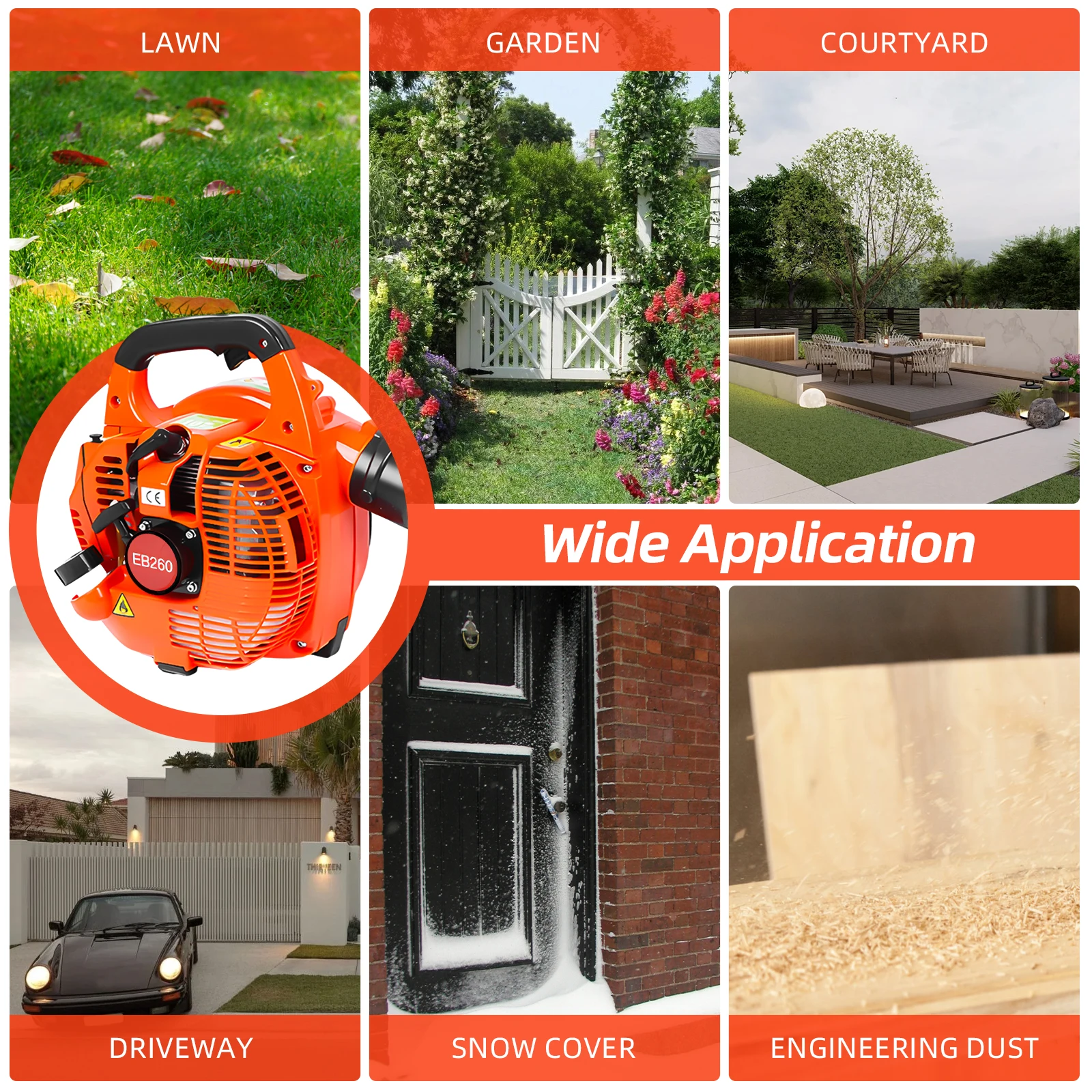 منفاخ ورق محمول يعمل بالغاز ، منفاخ ثلج قوي للرياح لحديقة الحديقة ، محرك ثنائي الأشواط ، خزان زيت 0.65 لتر بحجم الهواء