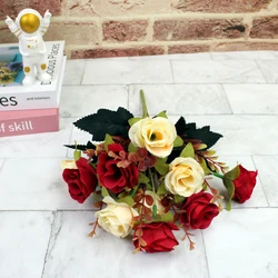 Cemetery Flowers Orange Cemetery Flowers Fake Roses Artificial Flowers 12 Flower Heads Silk Memorial Flowers Artificial Flowers