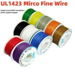 5/10M UL1423 PTFE Micro Fine Wire Single Core Silver Plated Copper 38/36/34/30/28/26/24AWG High Temperature Electronic Cable