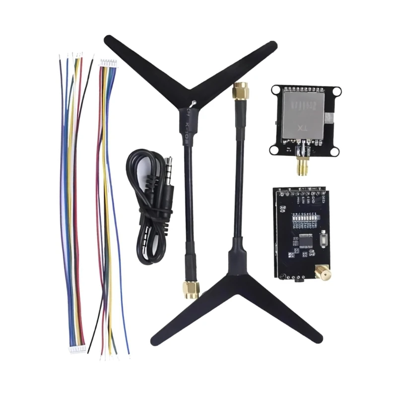 

1 Set 1.2/1.3GHz 0.1mW/25mW/200mW/800mW 9CH Transmitter VTX & Receiver VRX 1.6W with Cable for Racing Drones Quadcopter