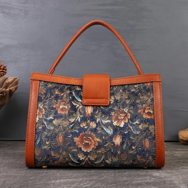 Hand-painted Embroidered Vintage Handbag for Ladies Versatile Leisure Tote Bag Fashion Crossbody Bags