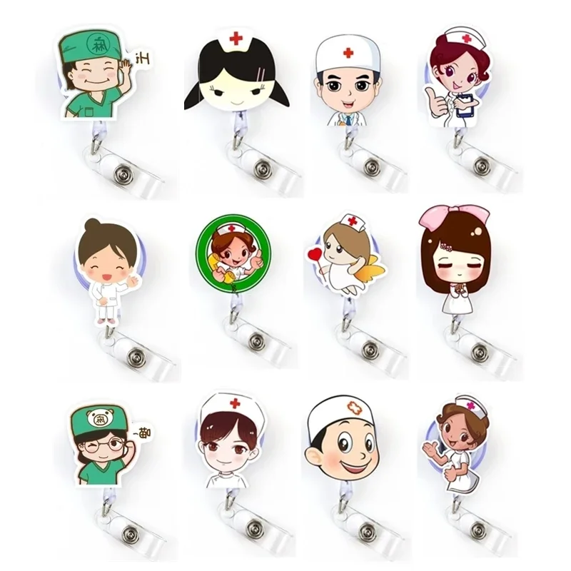 

Retractable Badge Reel for Staff Nurse Doctor Working Permit Clips Pass Work Card Holder Accessories Clip Name ID Tag Badge Reel