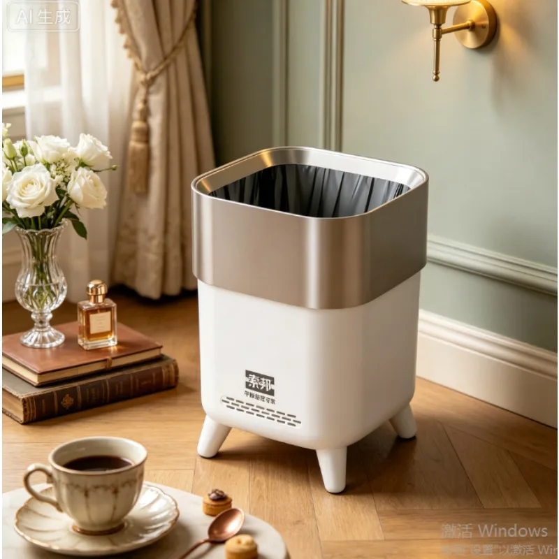 Large Open-Top Trash Can, Luxury Waste Bin for Home Living Room Office Kitchen Bathroom, Modern Decorative Garbage Container