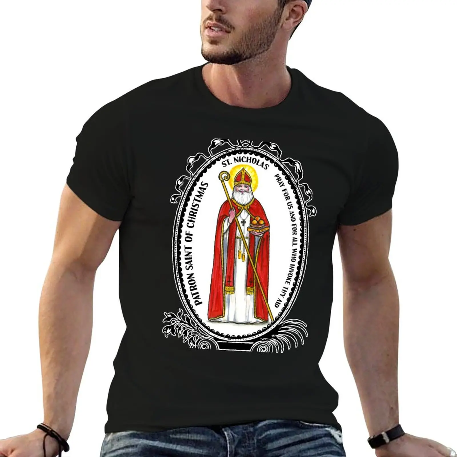 

Saint Nicholas Patron of Christmas T-Shirt cotton tshirt 100% t shirts for man cotton man t shirts for men T-Shirt
