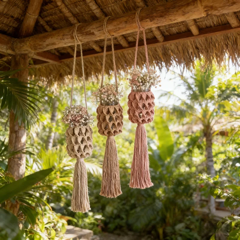 

Handmade Macrame Plant Hanger Cotton Rope Hanging Planter Basket for Indoor Home Garden Decor