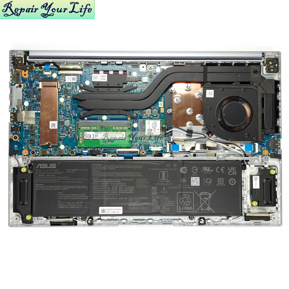 Notebook Cooler CPU Fan For ASUS Vivobook S14 K3402 M3402 RA S15 M3502 K3502 ZA Cooling Radiator 13NB0XA0T01011 DFSCK22D05883D