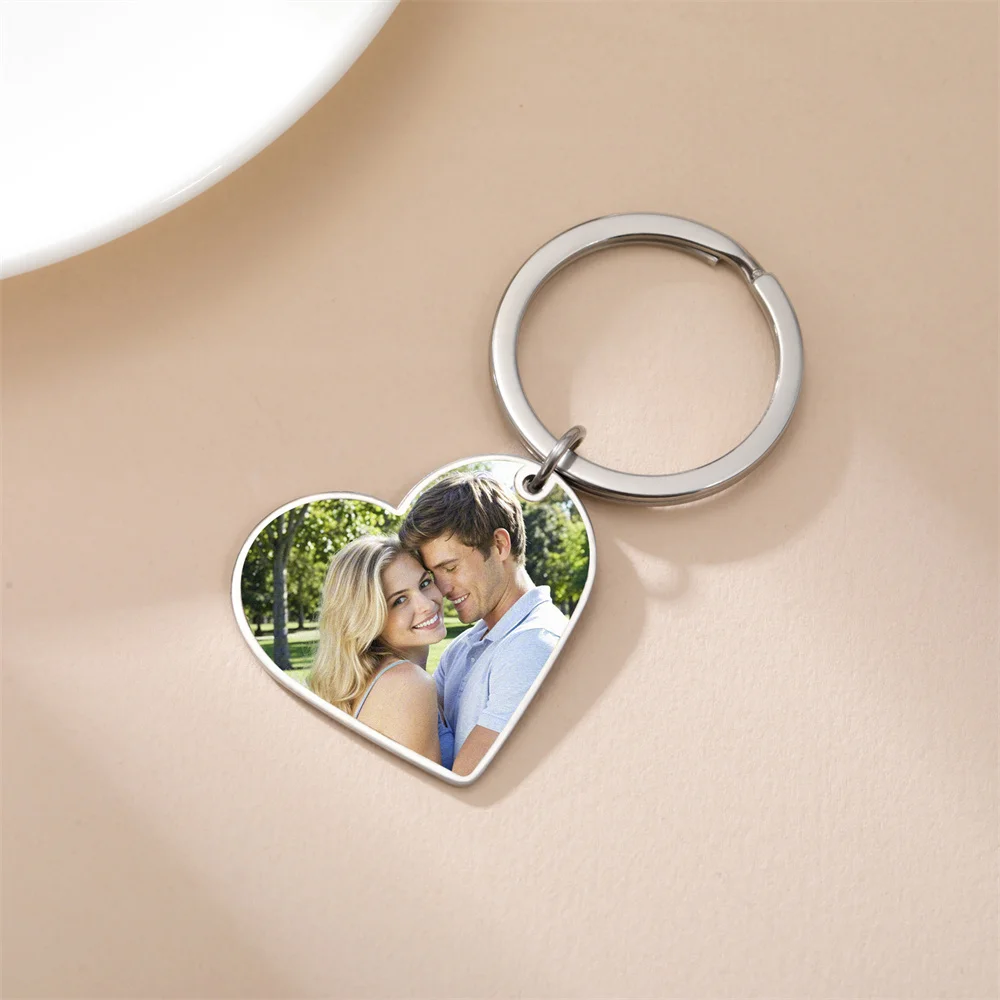 Benutzerdefinierter Foto-Schlüsselanhänger aus Edelstahl, rechteckig, Herzform, personalisiertes Bild, Schlüsselanhänger, Schmuck, Valentinstagsgeschenk – Detail 27