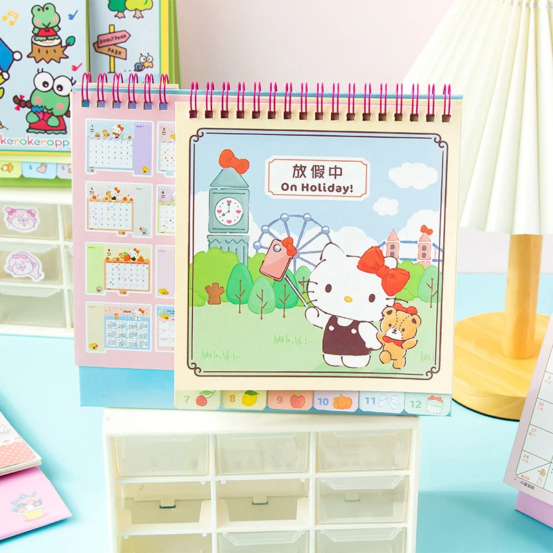 Sanrios 2025 Calendar Hellokittys My Melody Kuromi Pochacco Desktop Office Calendar Record Book Ornament Christmas Gift