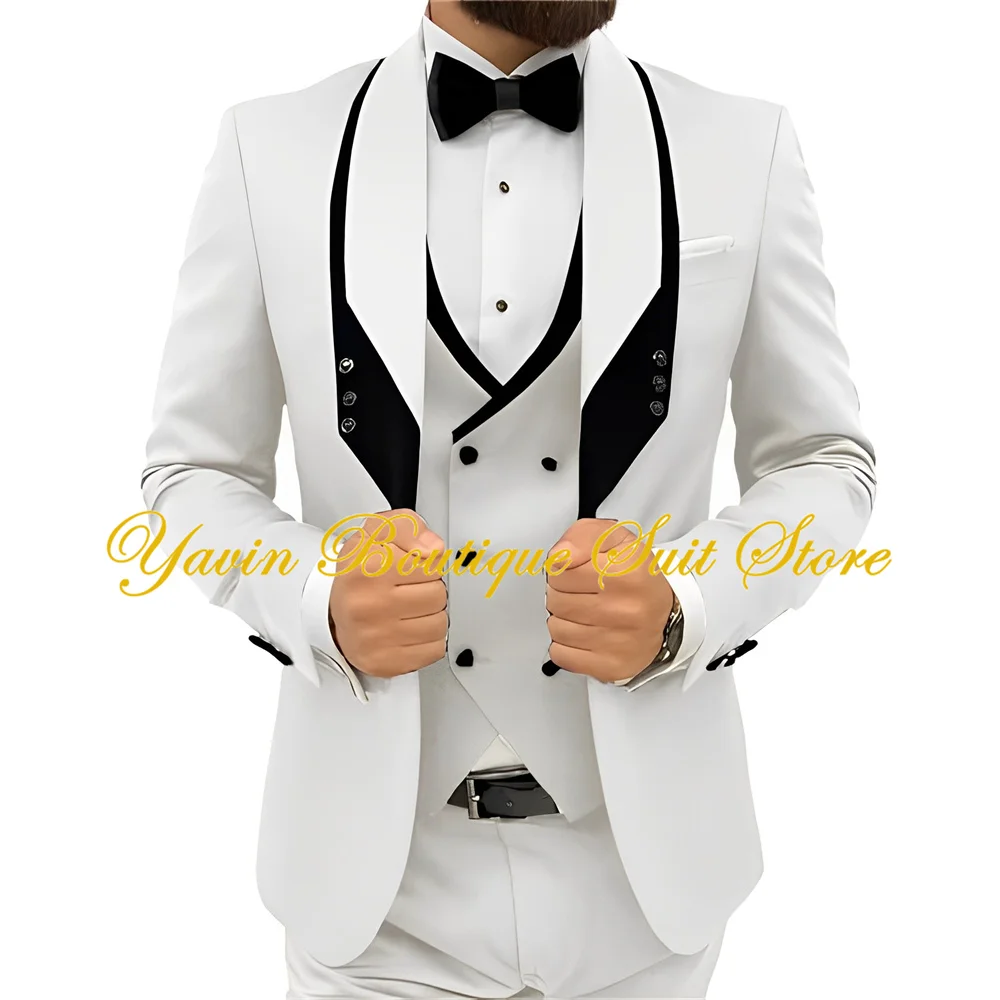 Fashion Business Men's Suit 3-Piece Set Jacket Vest Pants Slim Fit Tuxedo Wedding Party Man Suits