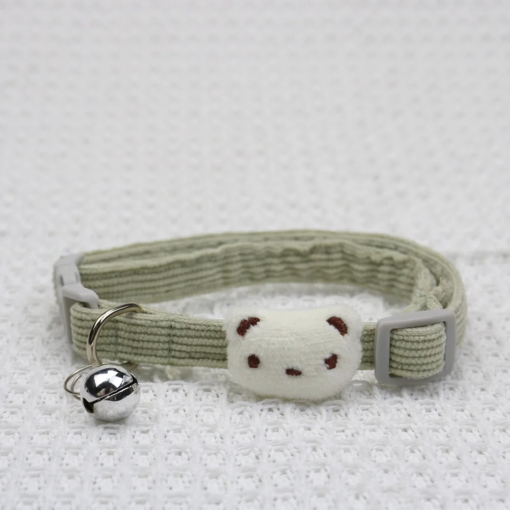 Collier de cou réglable en velours côtelé pour animaux de compagnie, chat de dessin animé UR installable, mignon, cloche pour petits chiens, chiot,