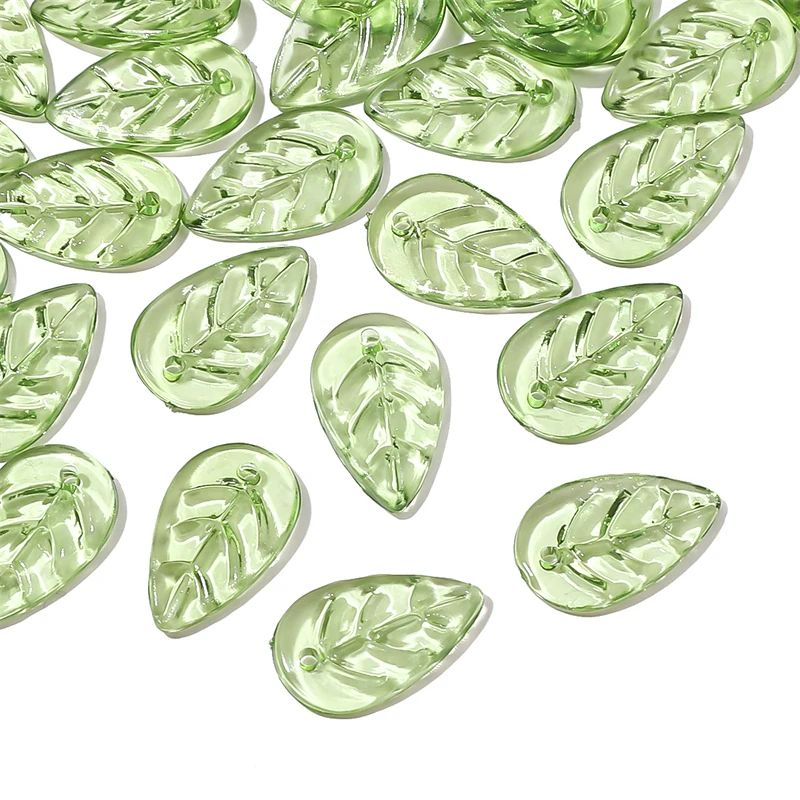 Mini-Blatt-Acrylperlen (hellgrün und dunkelgrün) | Von der Natur inspirierte DIY-Schmucksets für Halskette/Armband/Ohrringe, 50 Stück/Packung
