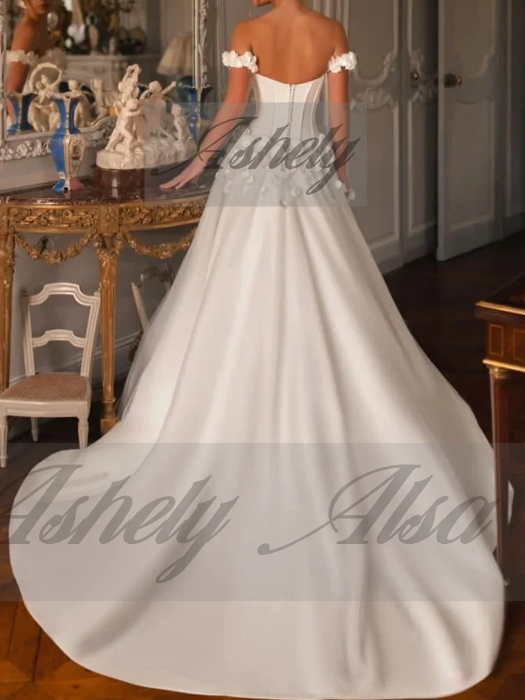 A2440 매력적인 흰색 웨딩 드레스 꽃 라인 바닥 길이 여성 파티 댄스 파티 특별 행사 이브닝웨어 베스 티드 맞춤형