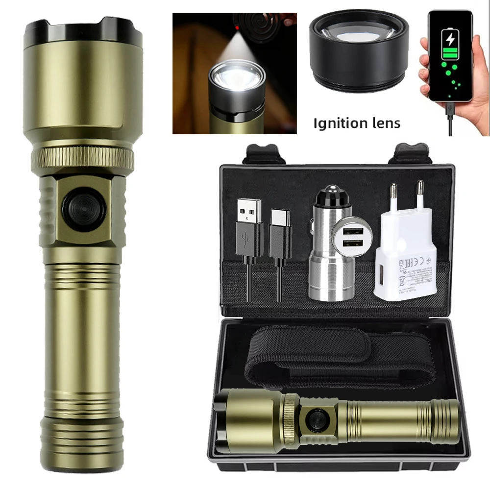 

Мощный светодиодный фонарь с функцией концентрированного света, перезаряжаемый, водонепроницаемый, тактический, для кемпинга и активного отдыха