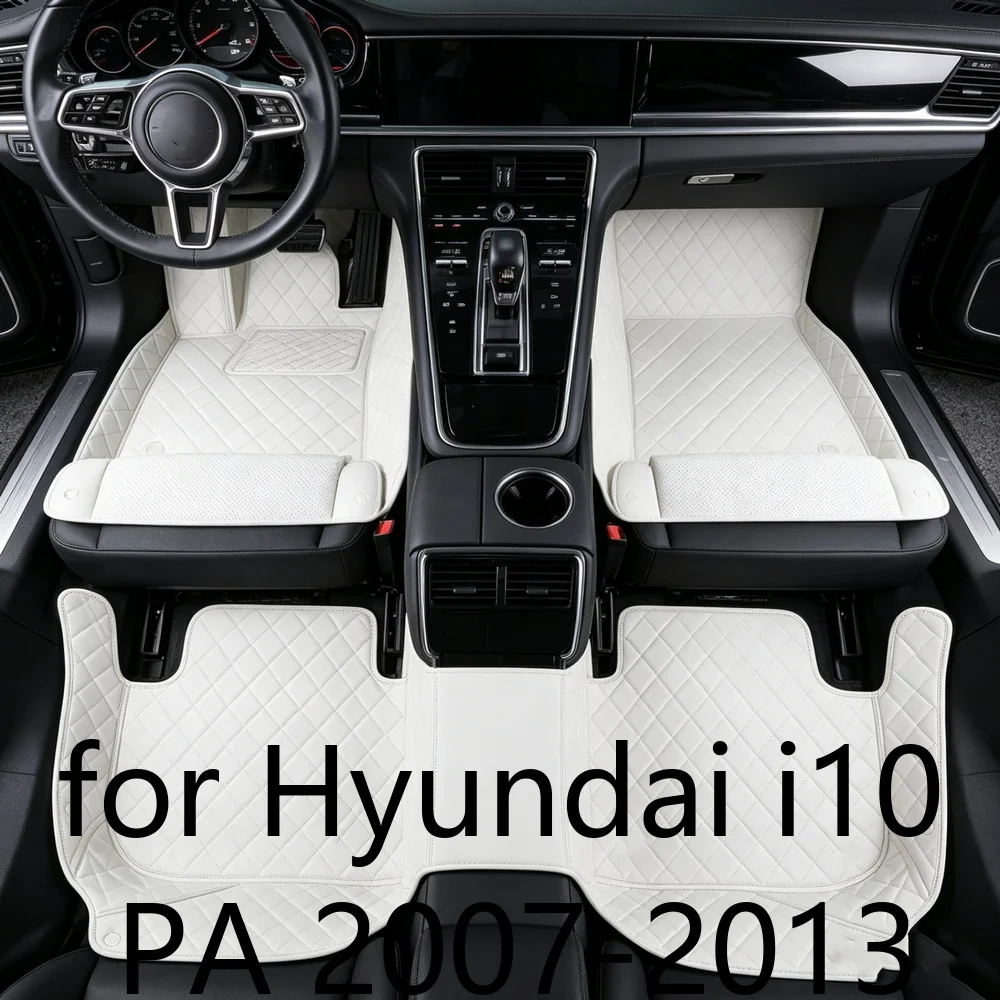 Premium Vollflächige Autofußmatten für Hyundai i10 PA 2007-2013 5-Sitzer PU-Leder Wasserdicht Rutschfest Allwetterschutz Auto-Innenraum-Bodenschutz 8975