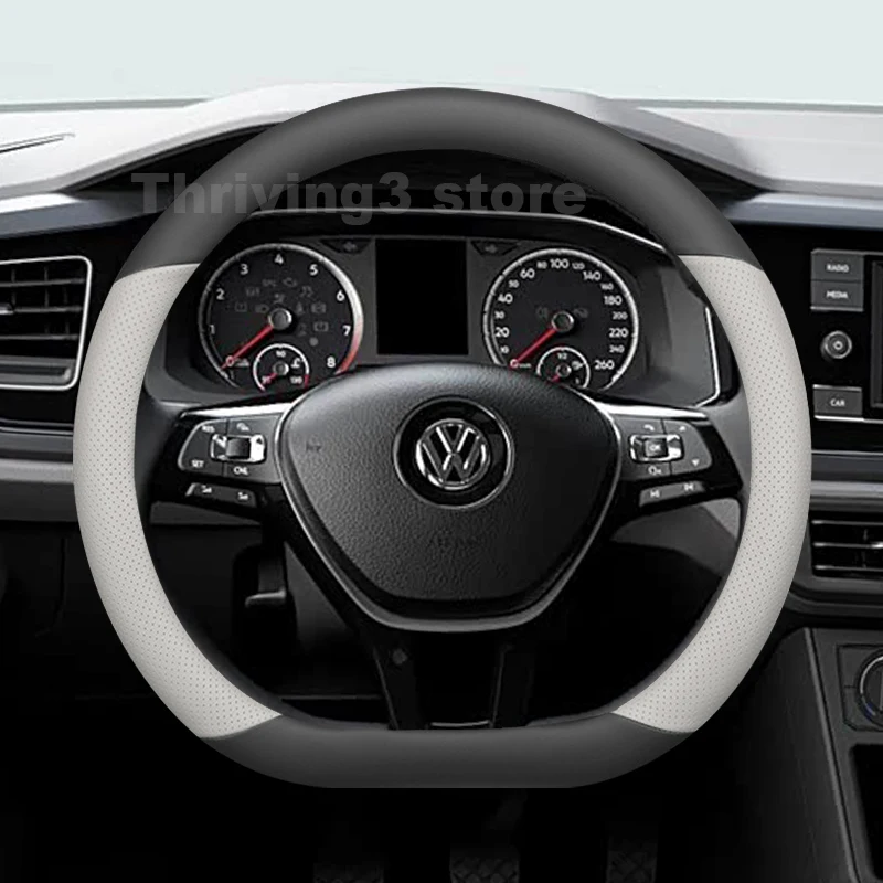 

Leather Car Steering Wheel Cover For Volkswagen Virtus 2019 Covers For Covers Auto interior Volkswagen Virtus Accessories 2019