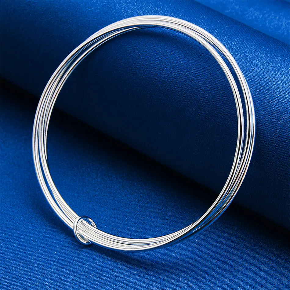 Elegant 925 Sterling Silver Minimalist Three-Strand Thin Bangle Bangle for Women, Fashionable Wedding Party Accessories