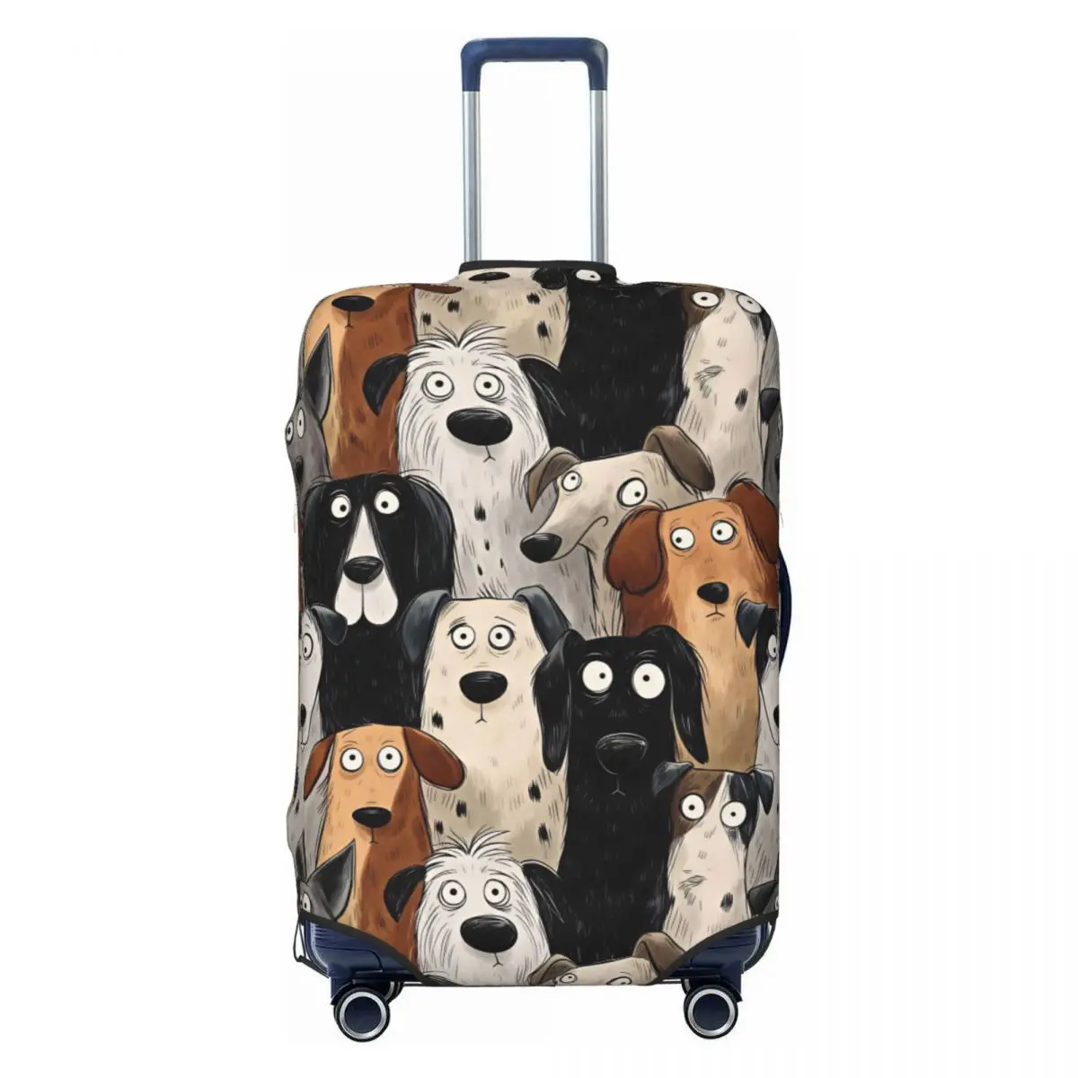 Sketch Funny Big Eyed Cartoon Dogs Suitcase Cover Flight Fun Luggage Accesories Business Protection