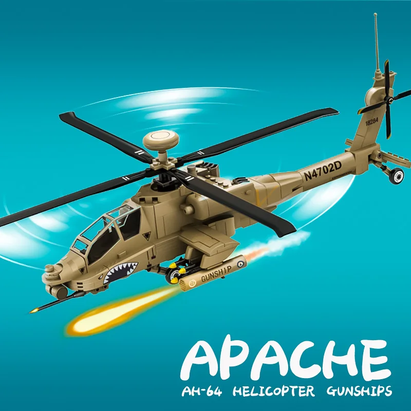 Combat aircraft model Apache armed helicopter assembly building block toy Black Hawk model airplane children\'s and boys\' toys