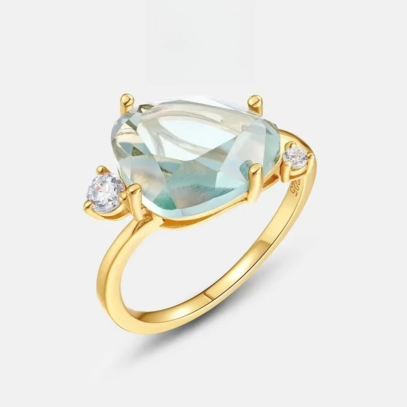 

Simple and Elegant Synthetic Crystal Ring S925 Silver Plated 18K Gold PT950 Platinum Synthetic Ring