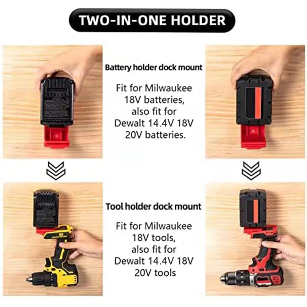 Soporte de herramientas para taladro Dewalt, base de montaje de batería, asiento de fijación, 18V, 20V, Milwaukee