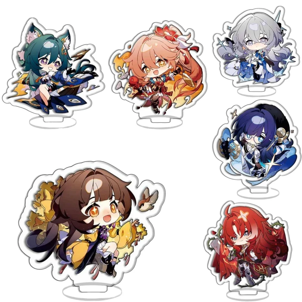 

Hot Anime Honkai Star Rail 10CM Stand Figure Acrylic Keychain Q Edition HD Characters Model Plate Desk Decor Standing Sign Gifts