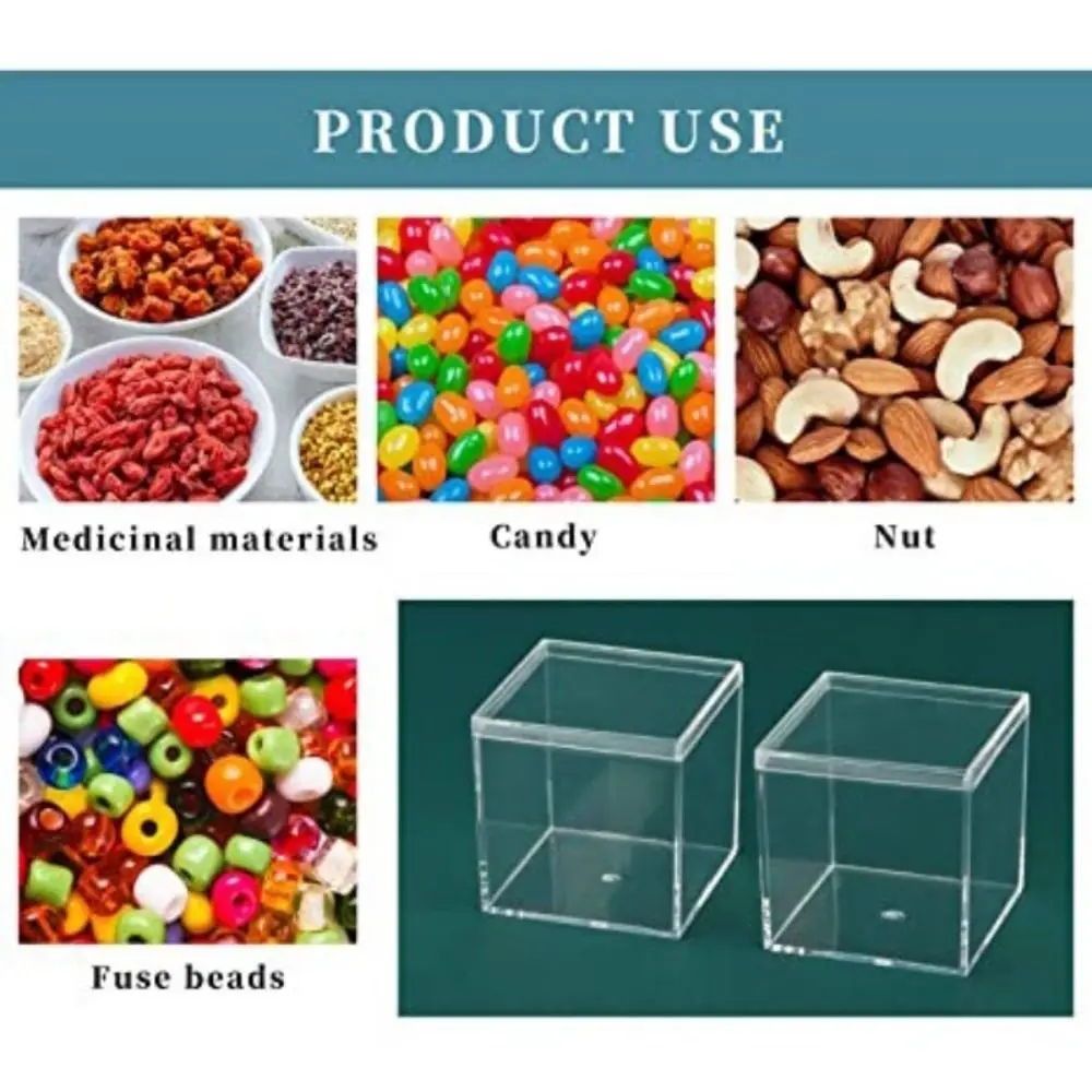 Mini Acrylic Boxes Transparent with Cover Square Packing Box Protection Showcase Dustproof Food Candy Storage Container