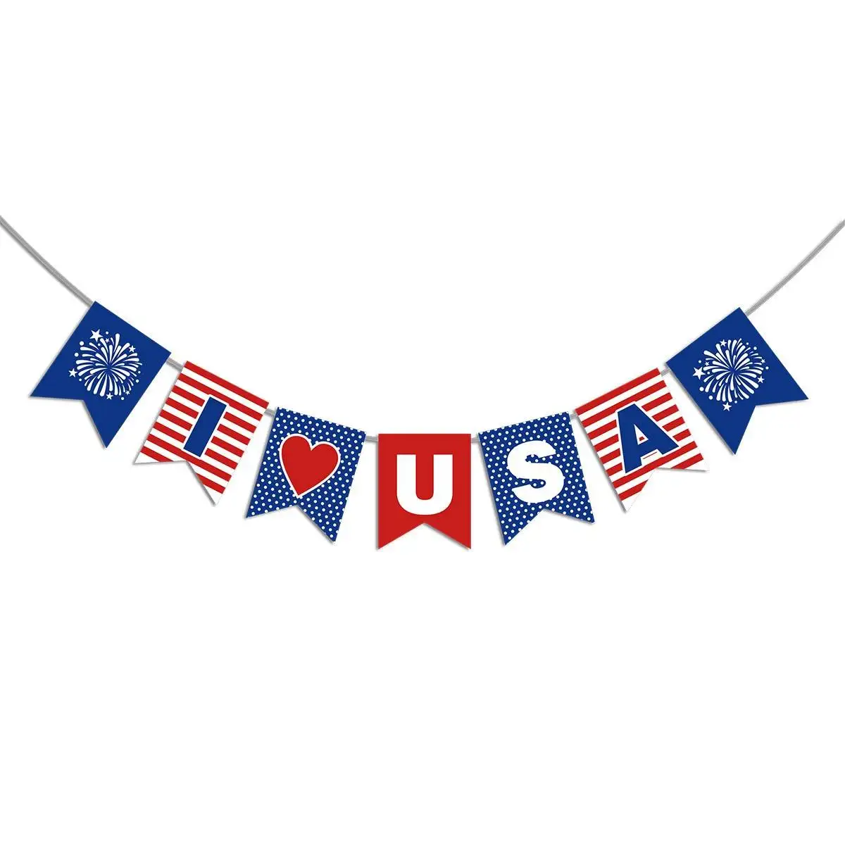 زينة يوم الاستقلال، علم الولايات المتحدة الأمريكية المزين بالنجوم، راية مثلثة، لافتة أفقية، زخرفة مثلثة، مستلزمات احتفالية عب...