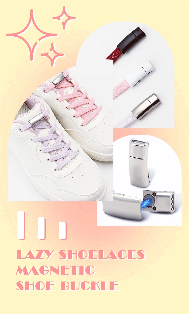 Flache, elastische Schnürsenkel ohne Binden für Sneaker mit Metallverschluss – Einheitsgröße, passend für Kinder und Erwachsene. – Detail 1