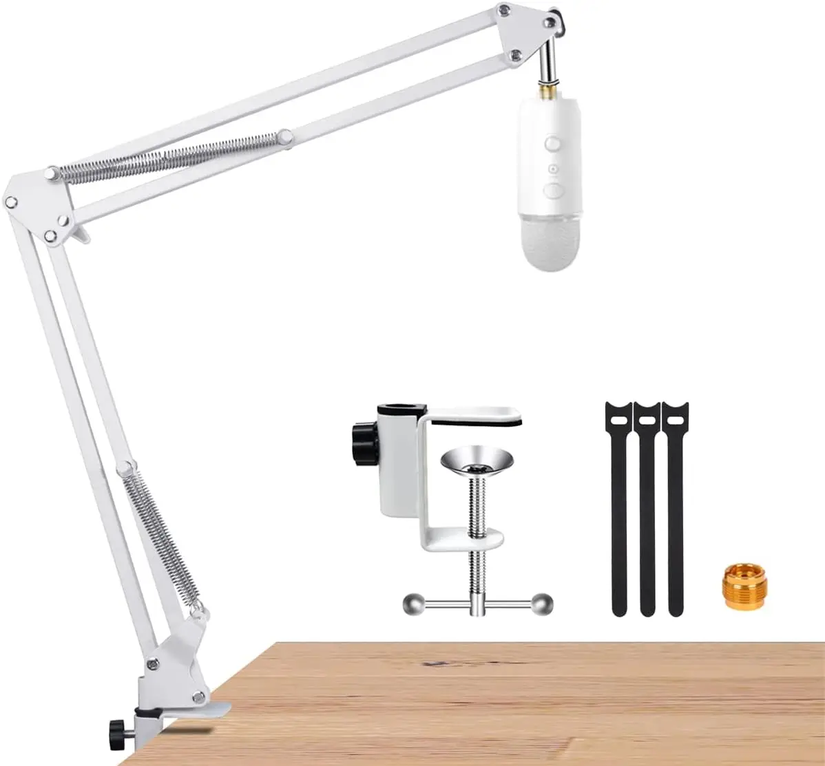 Para brazo de pluma blanca Yeti azul, soporte de escritorio blanco para micrófono Compatible con micrófono Nano Yeti azul, soporte de brazo blanco para micrófono Yeti x azul Pe