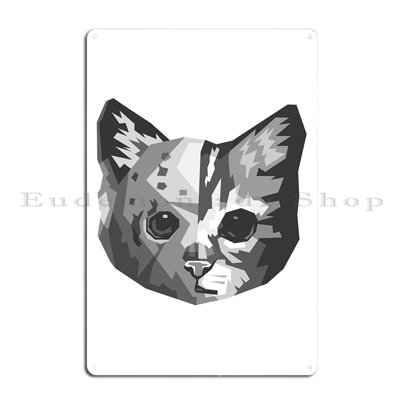 Mask Cat Grayscale Art Metal Plaque Poster Club Design Customize Living Room Decoration Tin Sign Poster