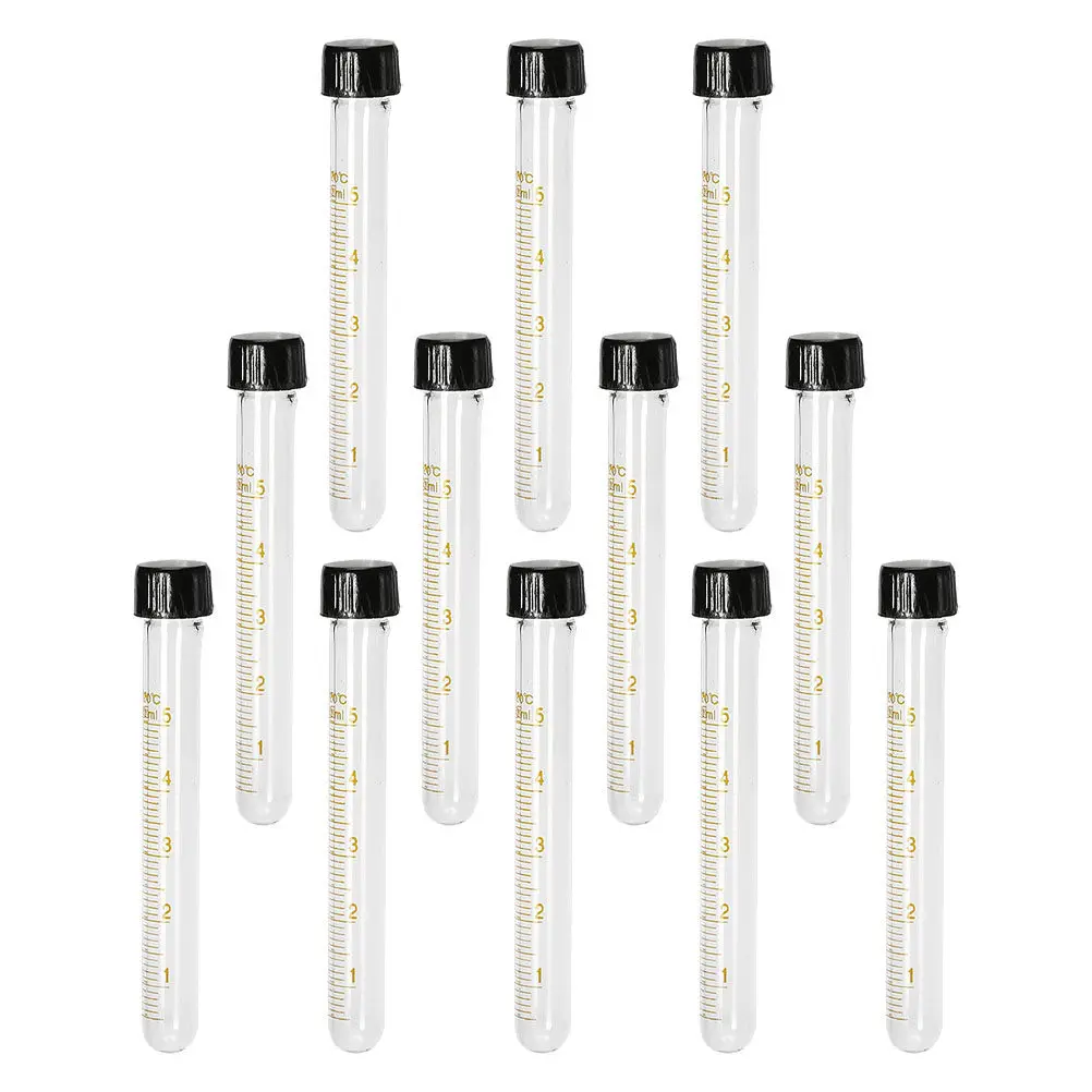 

12Pcs Round Bottom Glass Test Tubes with Tight Seal Screw Caps High Temp Resistant Smooth Wall Laboratory Test Tube Accessories