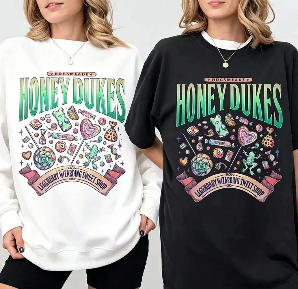 Magical Honey Dukes Sweatshirt Wizard Candy Shirts Hogsmeade Shop Themed Casual Shirts Vintage Crewneck Comfortable Top