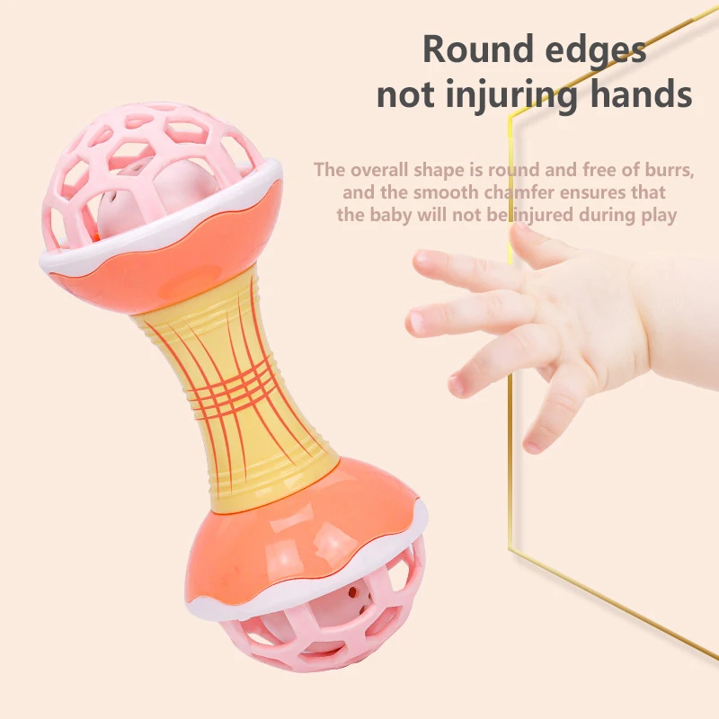 아기 핸드벨 딸랑이 치발기 공, 신생아 어린이 선물, 소프트 실리콘 무료 교육, 0-12 개월 몬테소리 장난감