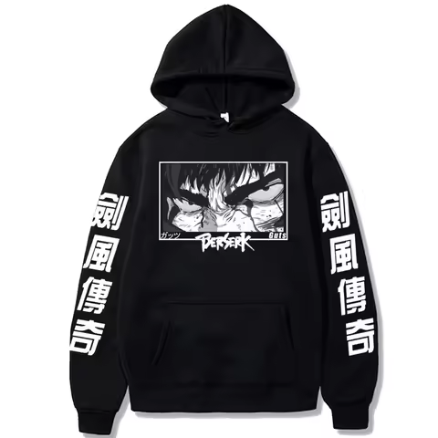 Berserk Print Hoodies Casual Anime Harajuku Guts Loog Sleeve Autumn Winter Street Style Anime Cool Eyes Print Hoodie Sweater