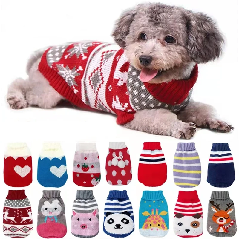 

Warm Pet Dog Clothes For Cat Christmas Knitted Sweater Pet Chihuahua Bulldog Clothing For Small Medium Puppy Costume Coat Winter