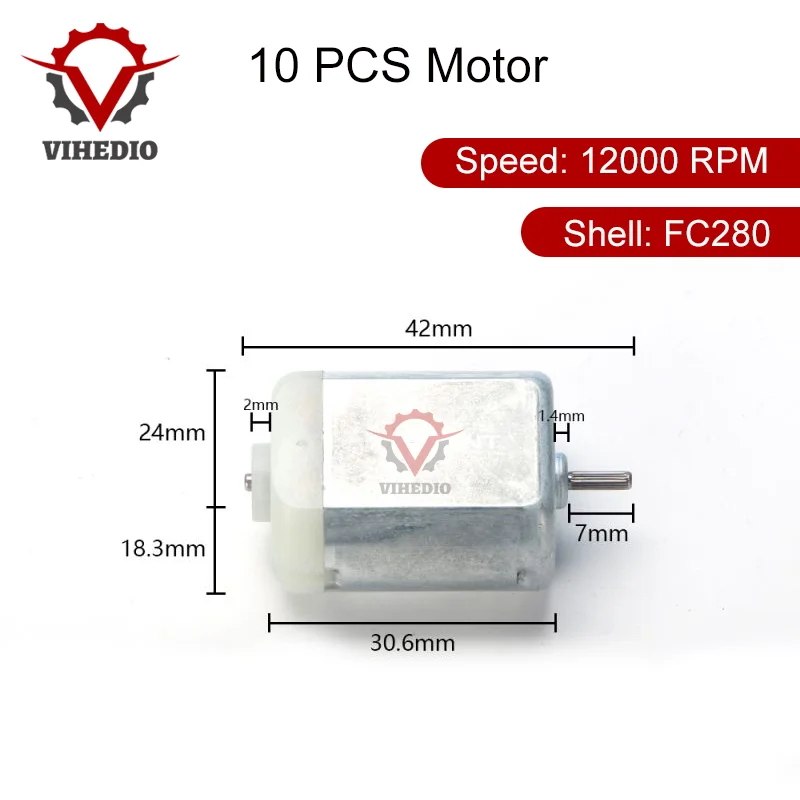 

10 PCS FC280 OEM Motor DC 12000 RPM 42mm DIY Engine For Car Replacement Power Accesseries Forward Rotation Toy High Quality