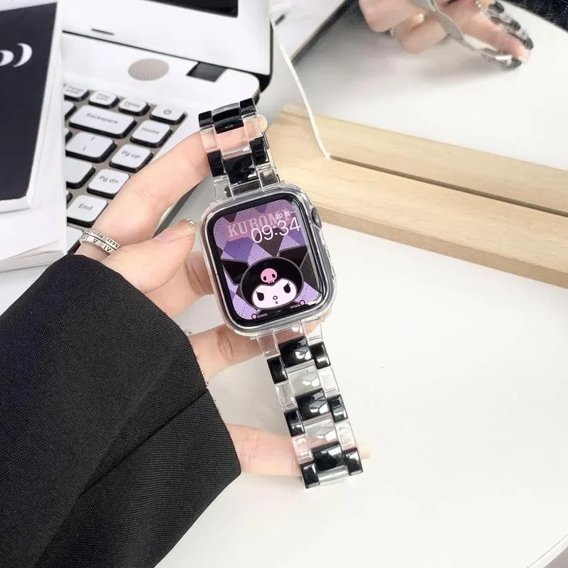 واضح الاكريليك مكعبات الثلج الراتنج حزام ل أبل ساعة 41 مللي متر 45 38 42 44 40 مللي متر فتاة حزام الساعات ل iwatch 7 6 المعصم حزام اكسسوارات