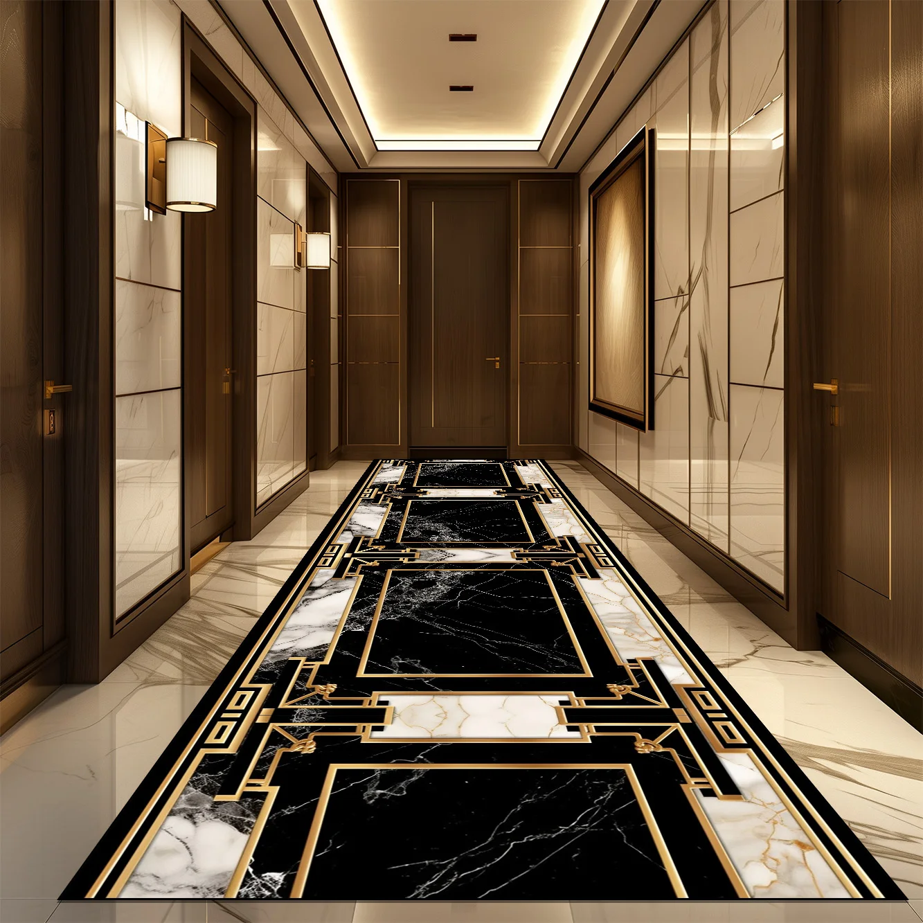 Retro Style Aisle Carpet Runner Non-slip Long Corridor Carpets Washable Porch Entry Doormat Luxury Living Room Hallway Area Rugs