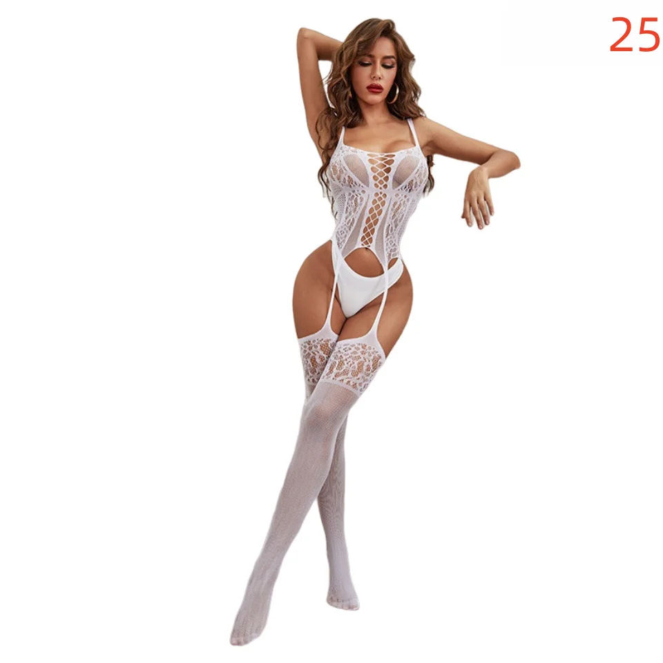 FREEAUCE Lingerie for Sex See Through Bodystocking Open Crotch Tights Sexy Teddy Lace Xxxxl Plus Size Bodysuit Erotic Costumes