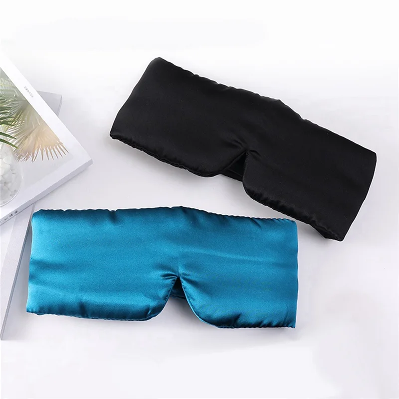 ผ้าปิดตาสำหรับการนอนค้างคืนใช้ได้ทุกเพศผ้าปิดตาปิดเครื่องผ้าปิดตานอนผ้าไหมพร้อมสติ๊กเกอร์ (สีดำ)