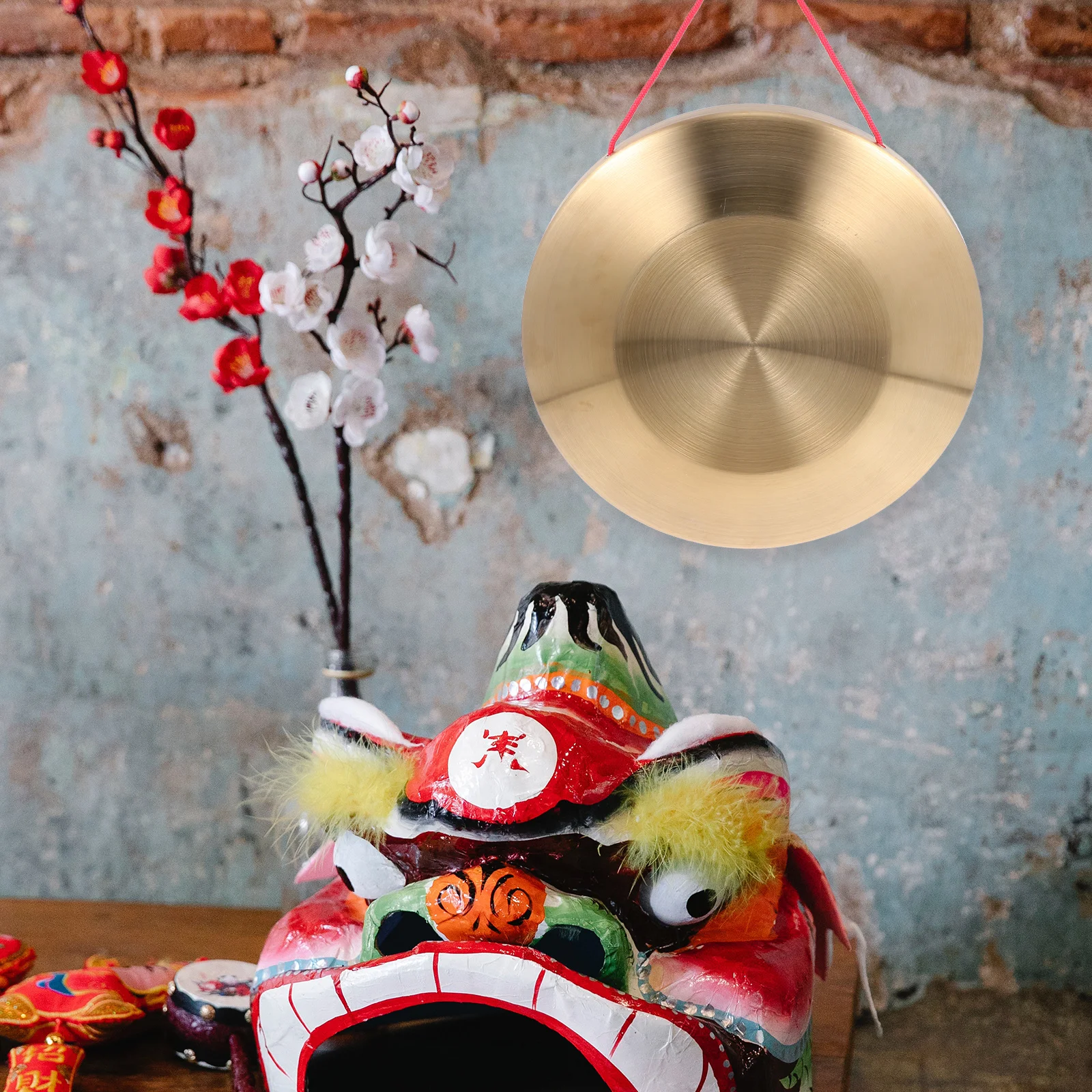 1 مجموعة اليدوية النحاس غونغ قرع أداة الذهبي مريح مقبض بصوت عال واضح الصوت لتدريب الموسيقى الاطفال الأوبرا الصينية